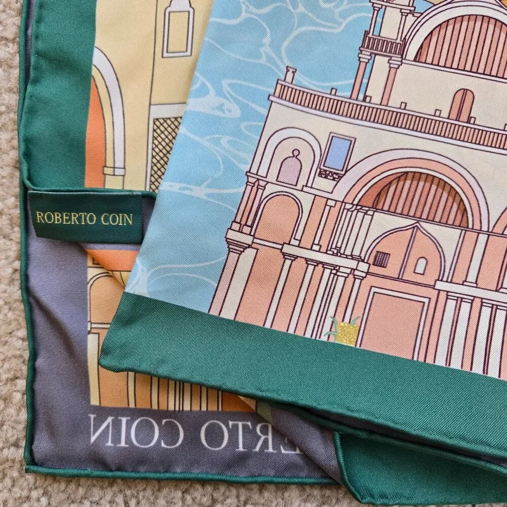 NIB Roberto Coin Silk Scarf Pastel Italy Venice Violin